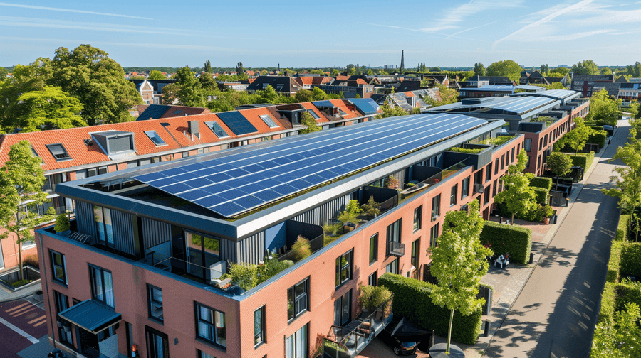 huizen met zonnepanelen op het dak