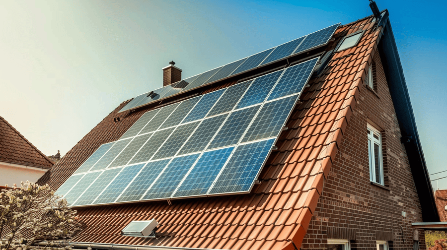 zonnepanelen op een schuin dak