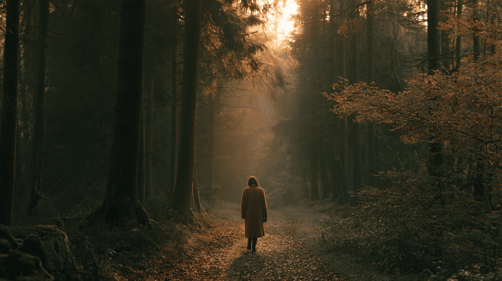 alleen wandelen in de natuur
